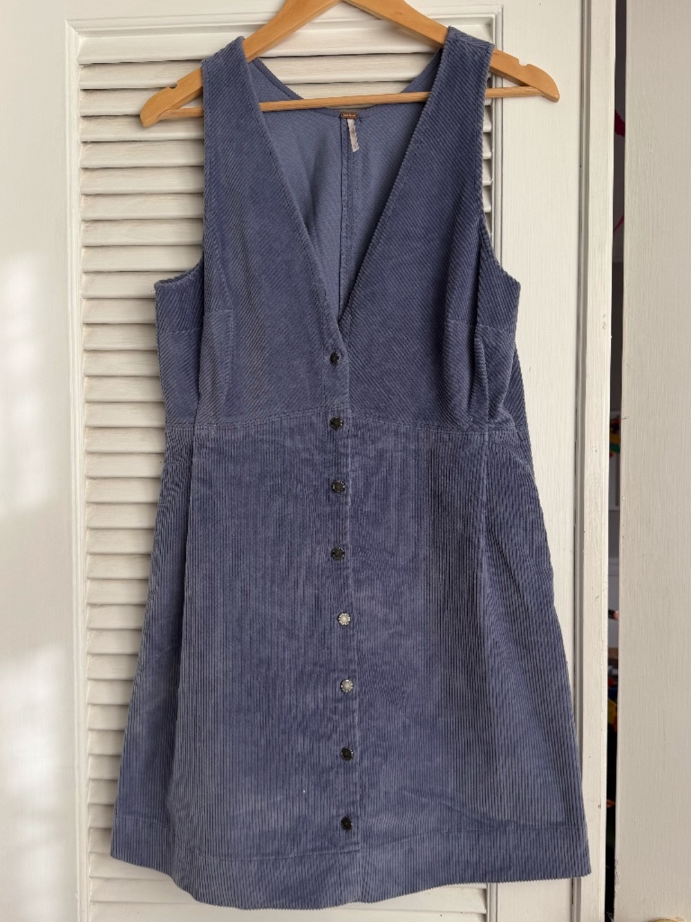 Free People Blue Corduroy Button Front Pinafore Mini Dress Large